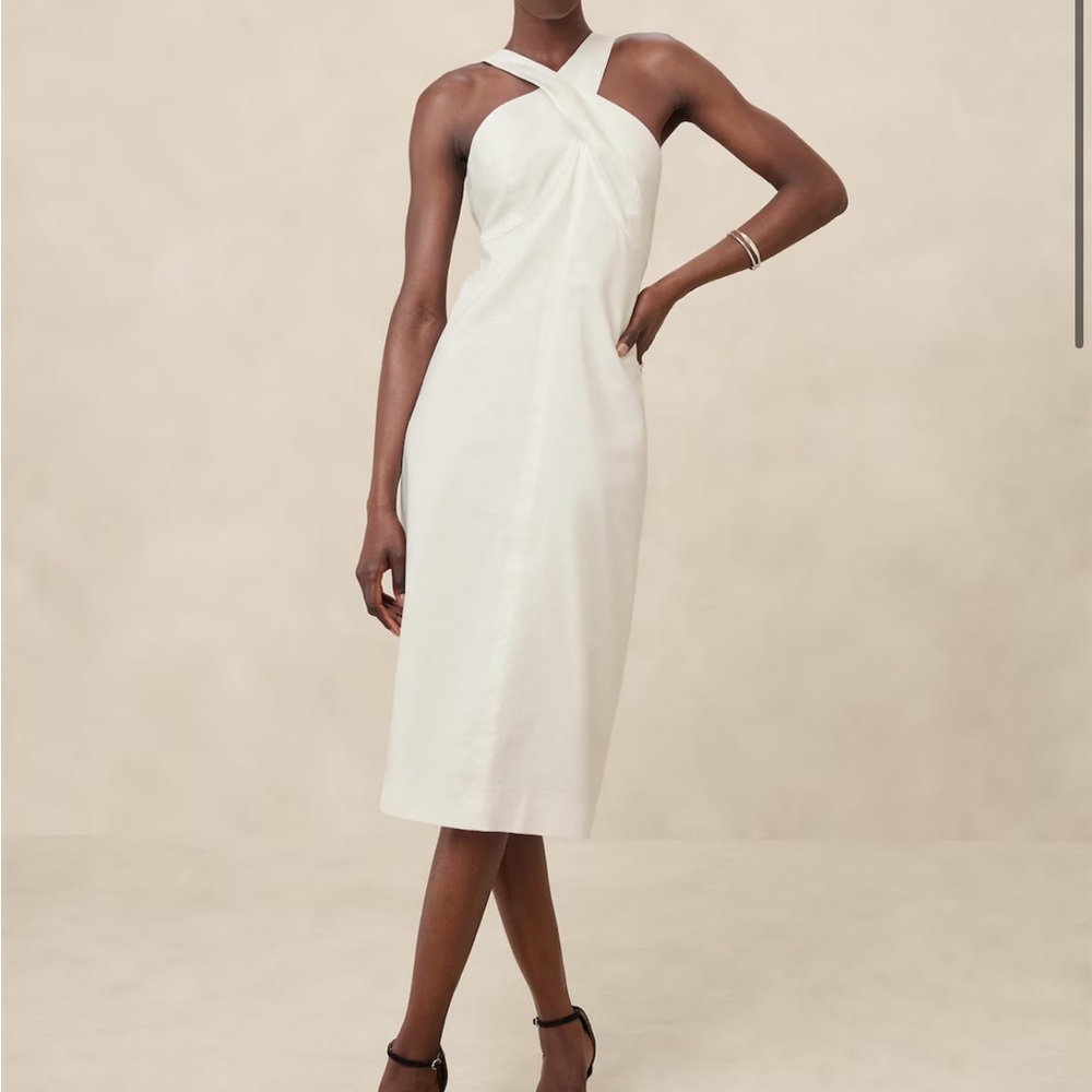 Linen Blend Midi Dress